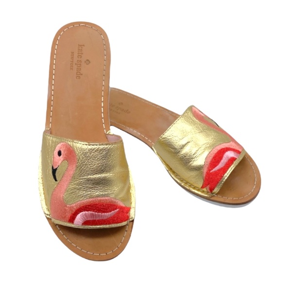 kate spade Shoes - KATE SPADE Iggy Gold Flamingo Slides size: 8
